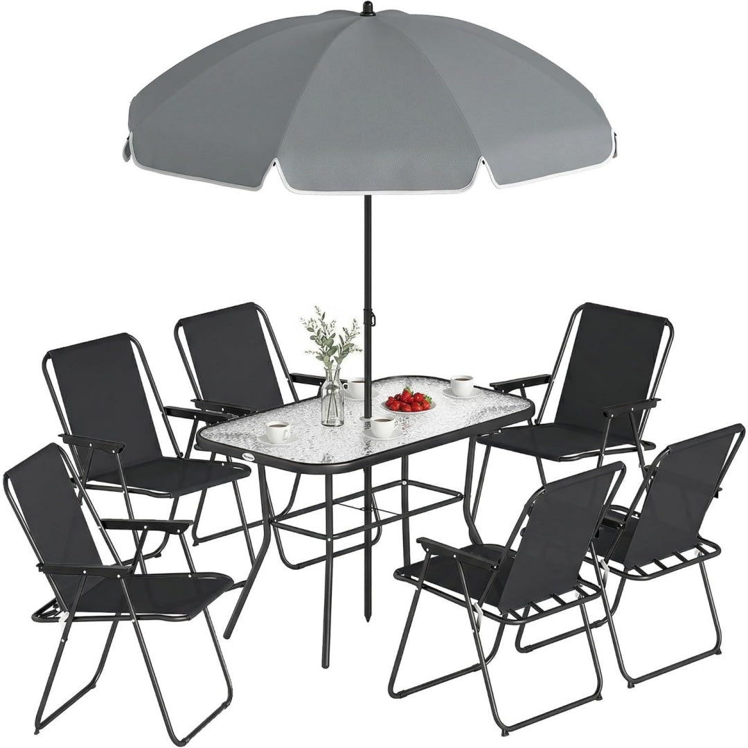 set da pranzo nero per sala pieghevole